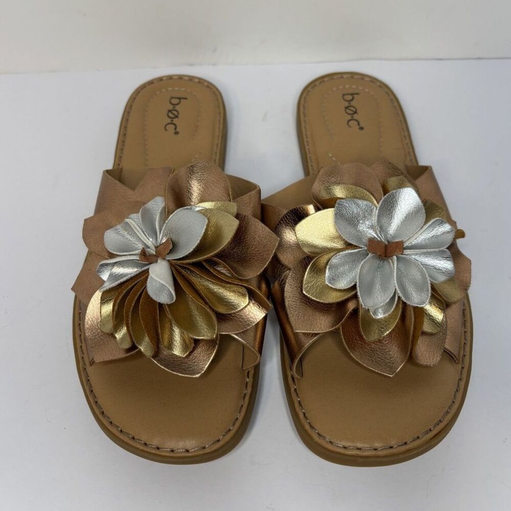 b.o.c Kasia Tan Multicolor Metallic Slide Sandal Cushioned Footbed Womens - Picture 2 of 8